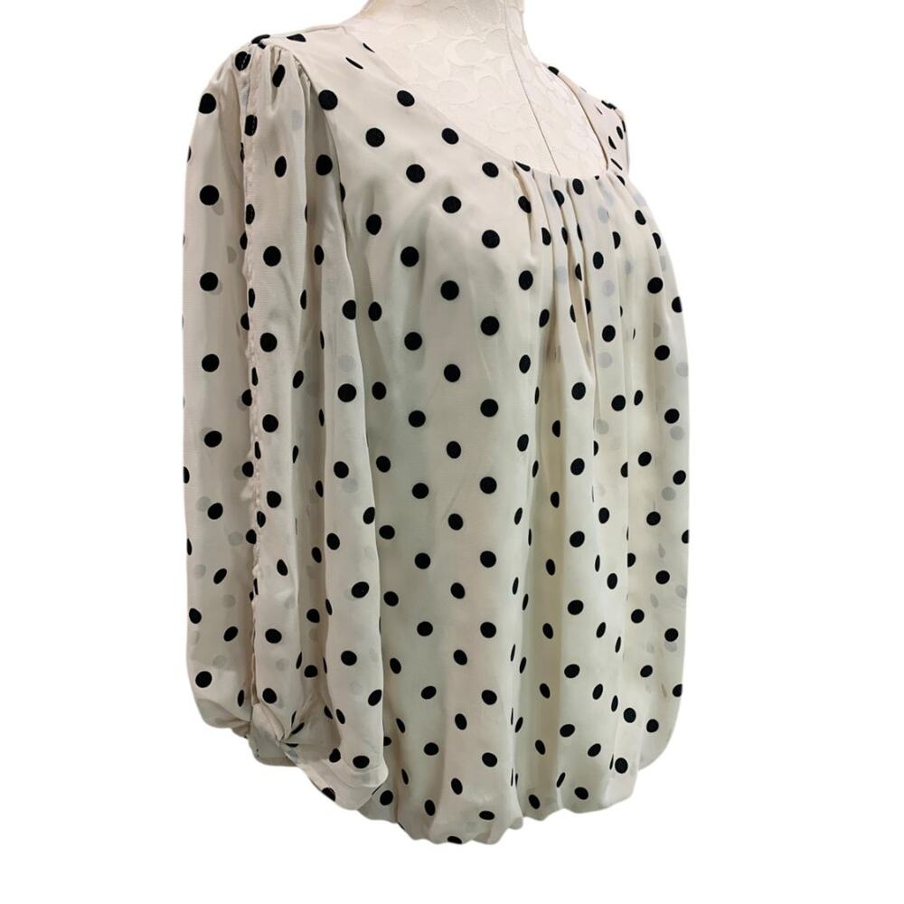 Large Sara Michelle Womens Sheer Sleeve Blouse Shirt Beige Banded